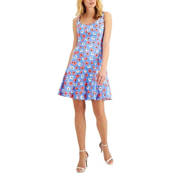 ANNE KLEIN Women's Aster A-Line Dress 16 Blue Lily Combo Sleeveless Lined NWT - Picture 2 of 11